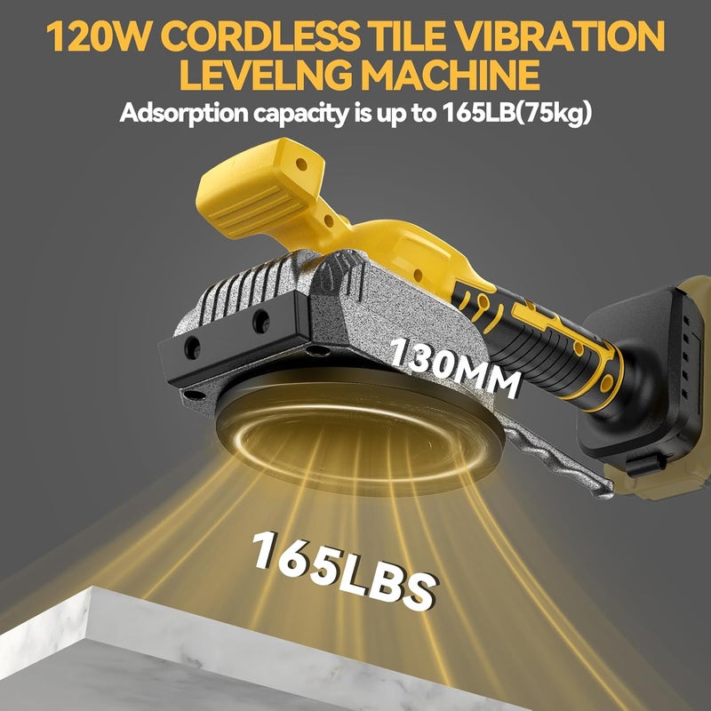 Samvinor Tile Vibration Tool for Dewalt 20V Battery, Cordless Tile Vibration Leveling Machine, Tile Suction Cup Tool with Bubble Level Gauge, 5 Speed, Lock Design, for Floor Wall (Battery Not Included) - Image 5
